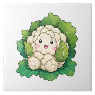 Kawaii Cauliflower Ceramic Tile