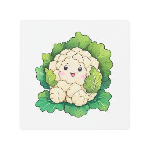 Kawaii Cauliflower Metal Print