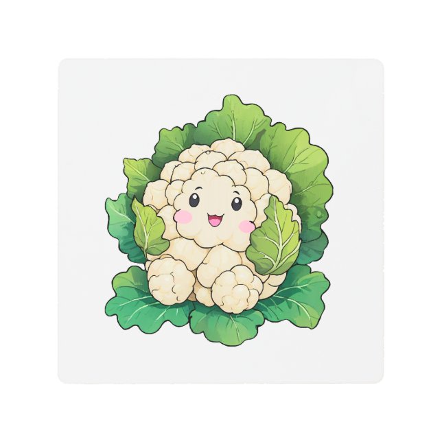 Kawaii Cauliflower Metal Print (Front)