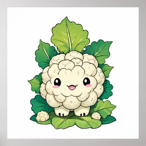 Kawaii Cauliflower Poster