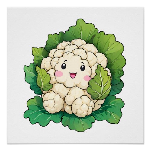 Kawaii Cauliflower Poster