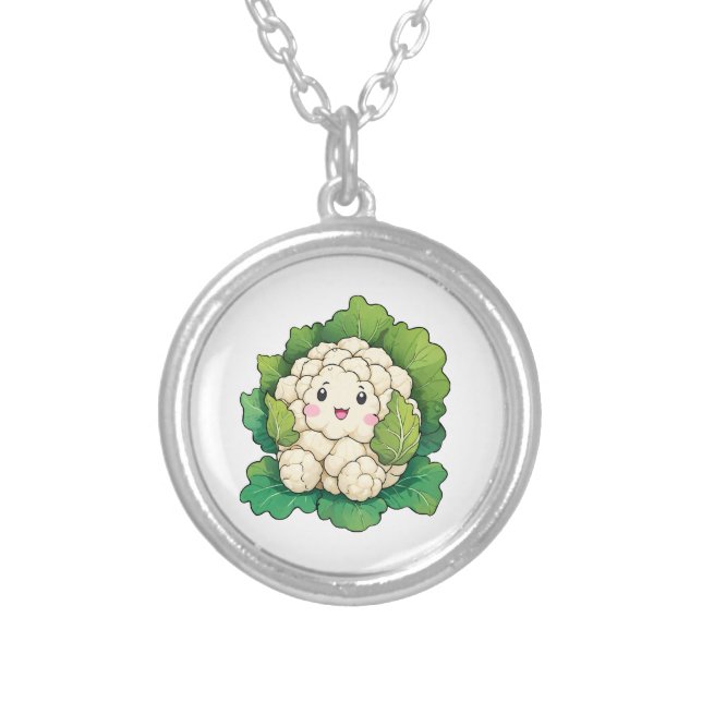 Kawaii Cauliflower Silver Plated Necklace (Front)