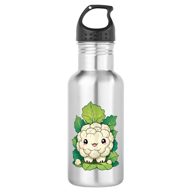 Kawaii Cauliflower Stainless Steel Water Bottle (Front)