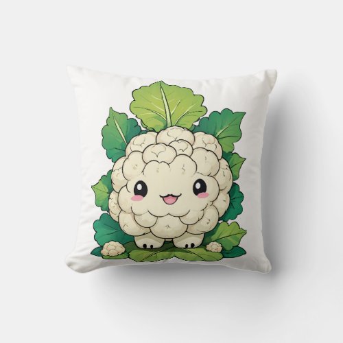 Kawaii Cauliflower Throw Pillow