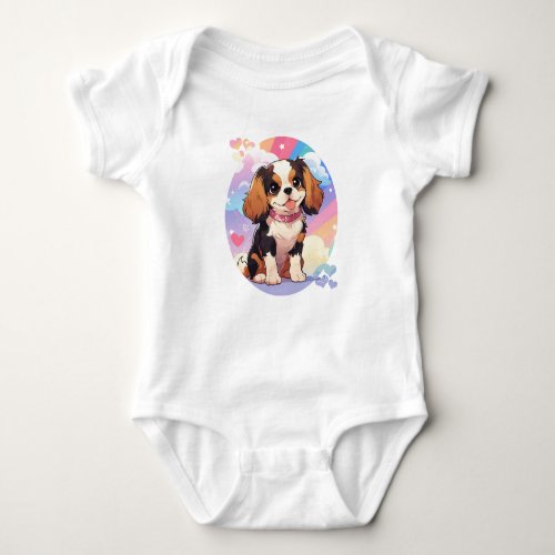 Kawaii Cavalier King Charles Pastel Rainbow Baby Bodysuit