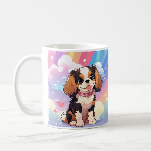 Kawaii Cavalier King Charles Pastel Rainbow Coffee Mug