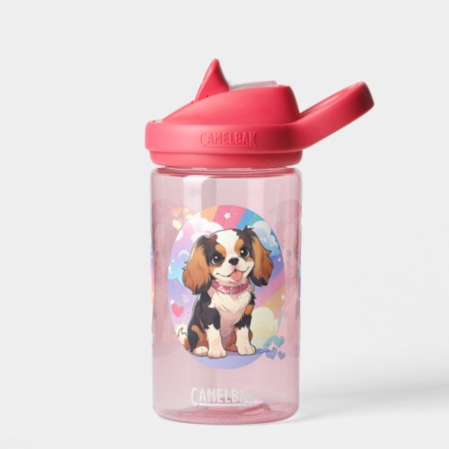 Kawaii Cavalier King Charles Pastel Rainbow Water Bottle