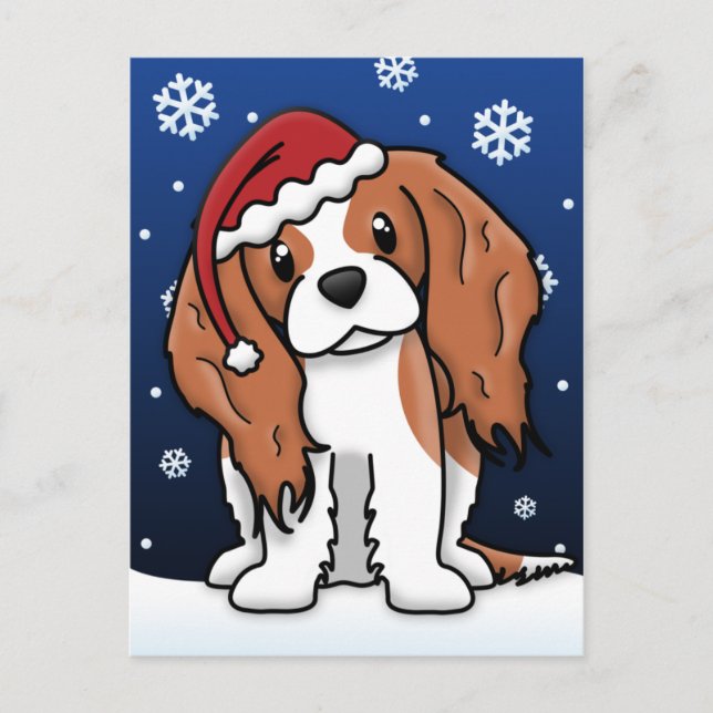 Kawaii Cavalier Spaniel Christmas Postcard (Front)