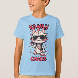 Kawaii Chaos Cool Axolotl Sunglasses LeatherJacket T-Shirt