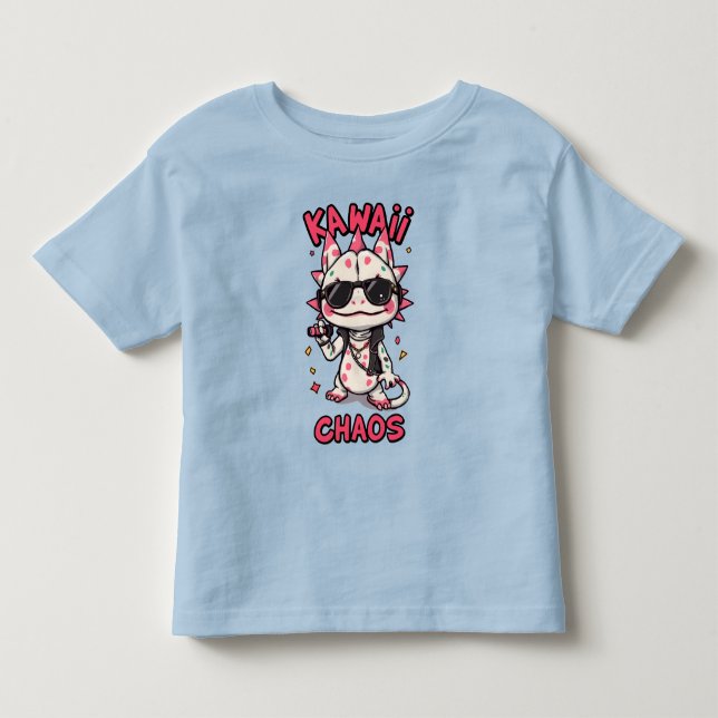 Kawaii Chaos Cool Axolotl Sunglasses LeatherJacket Toddler T-shirt (Front)
