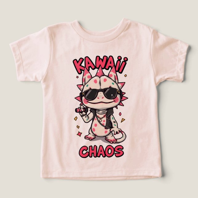 Kawaii Chaos Cool Axolotl Sunglasses LeatherJacket Toddler T-shirt (Design Front)