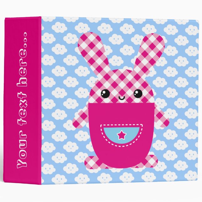 Kawaii checkered rabbit binder (Front/Spine)