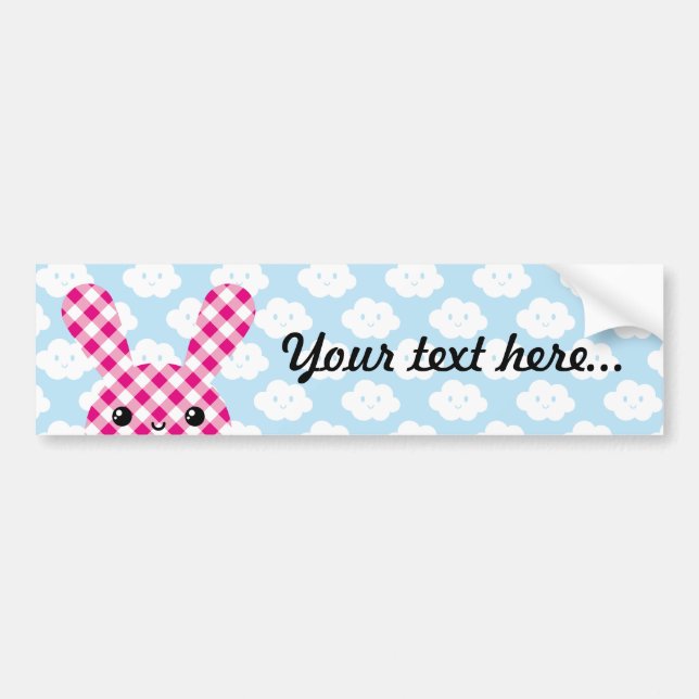 Kawaii checkered rabbit bumper sticker (Front)