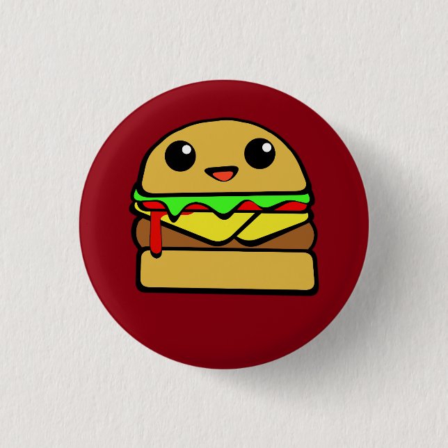 Kawaii Cheese Burger Pinback Button (Front)