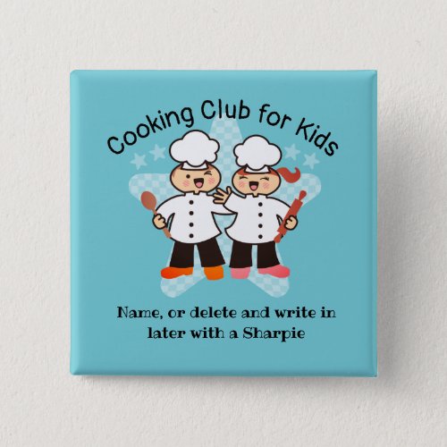 Kawaii chef kids cooking class name tags button