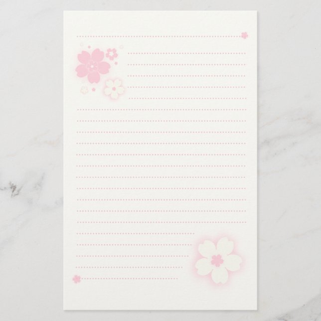Kawaii Cherry Blossom Pink Sakura Stationery (Front)