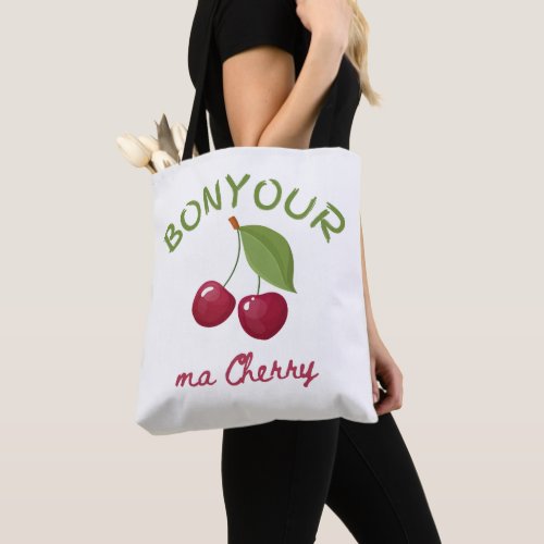 Kawaii Cherry Illustration Tote Bag
