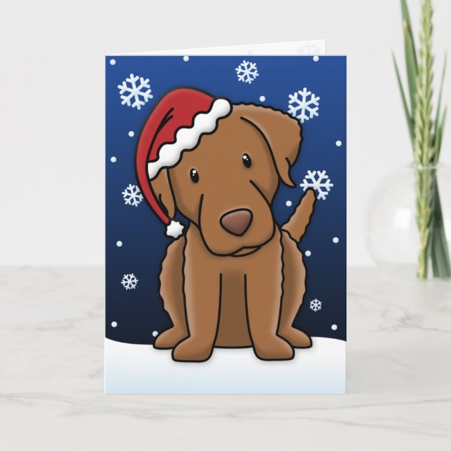 Kawaii Chesapeake Bay Retriever Christmas Card (Front)