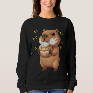 Kawaii Chibi Capybara Munching Happily Funny Water Sweatshirt