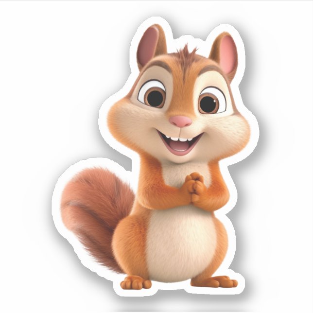 Kawaii Chibi Cute Cartoon Chipmunk Sticker (Front)