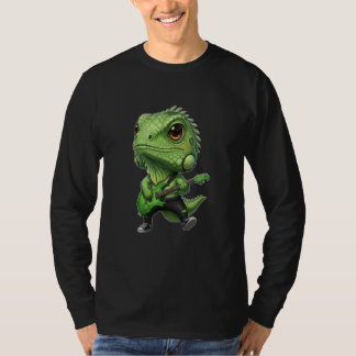 Kawaii Chibi Funny Iguana Guitarist Rocker T-Shirt