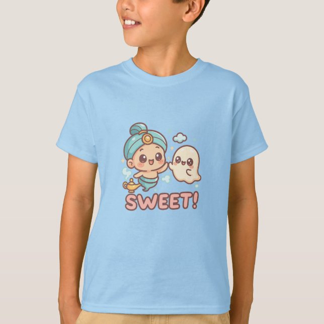 Kawaii Chibi Genie & Ghost High-Five T-Shirt (Front)