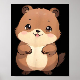 Kawaii Chibi Groundhog - Panfurware Llc Poster