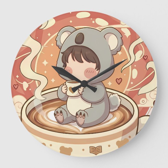 Kawaii Chibi Koala Adventure Decorative Wall Clock (Front)