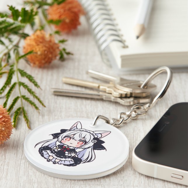 Kawaii Chibi Neko Gothic Lolita Acrylic  Keychain (Front Right)
