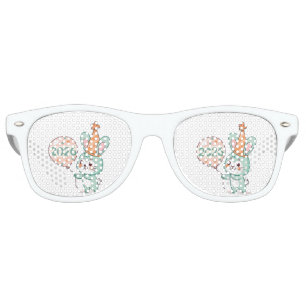 Kawaii Chibi Rabbit Mascot Holding 2026 Balloons Retro Sunglasses