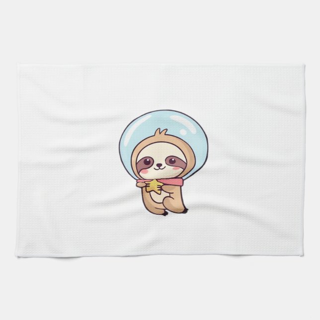 Kawaii Chibi Sloth Astronaut � Cute Space Sloth Ca Kitchen Towel (Horizontal)