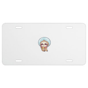 Kawaii Chibi Sloth Astronaut � Cute Space Sloth Ca License Plate