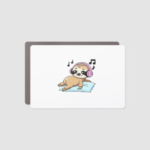Kawaii Chibi Sloth Listening to Music � Cute Relax Car Magnet