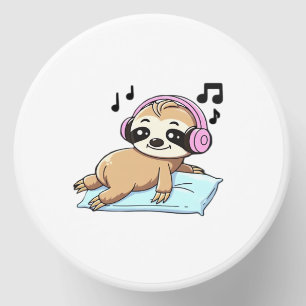 Kawaii Chibi Sloth Listening to Music � Cute Relax Mini Candle Favors
