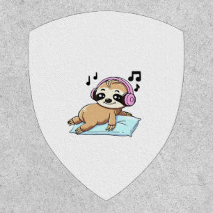 Kawaii Chibi Sloth Listening to Music � Cute Relax Patch