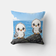 Kawaii Chick Pillow by the Sea