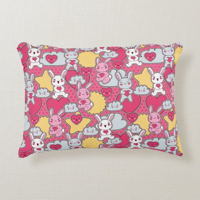 Kawaii Child Pattern with Cute Doodles 2 Accent Pillow (Front)