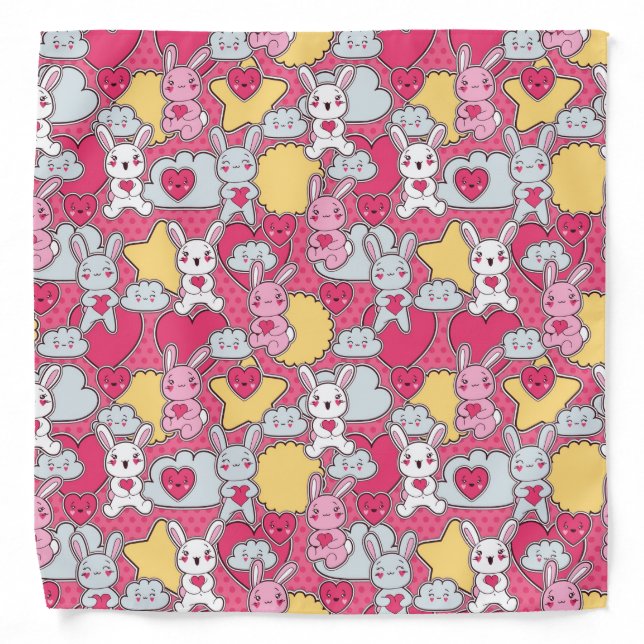 Kawaii Child Pattern with Cute Doodles 2 Bandana (Front)