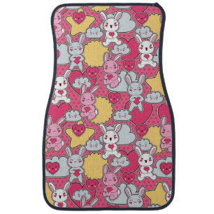 Kawaii Child Pattern with Cute Doodles 2 Car Mat