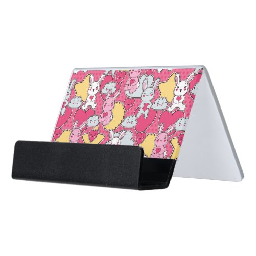 Kawaii Child Pattern with Cute Doodles 2 Desk Business Card Holder