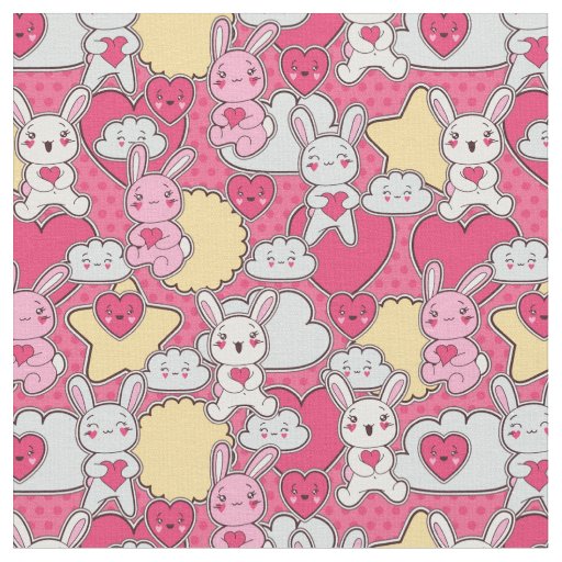 Kawaii Child Pattern with Cute Doodles 2 Fabric