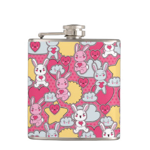 Kawaii Child Pattern with Cute Doodles 2 Flask