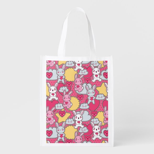 Kawaii Child Pattern with Cute Doodles 2 Grocery Bag (Front)
