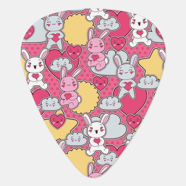 Kawaii Child Pattern with Cute Doodles 2 Guitar Pick (Front)