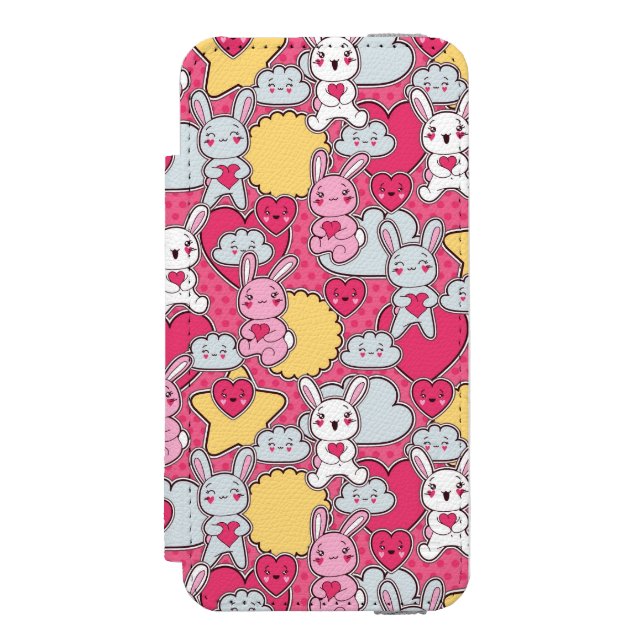 Kawaii Child Pattern with Cute Doodles 2 Incipio iPhone Wallet Case (Folio Front)