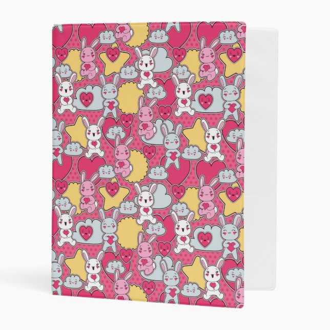 Kawaii Child Pattern with Cute Doodles 2 Mini Binder (Front/Inside)