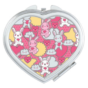 Kawaii Child Pattern with Cute Doodles 2 Mirror For Makeup