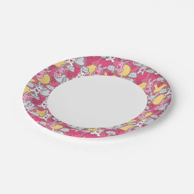 Kawaii Child Pattern with Cute Doodles 2 Paper Plates (Angled)