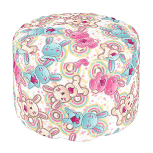 Kawaii Child Pattern with Cute Doodles 2 Pouf