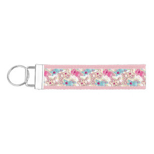 Kawaii Child Pattern with Cute Doodles 2 Wrist Keychain